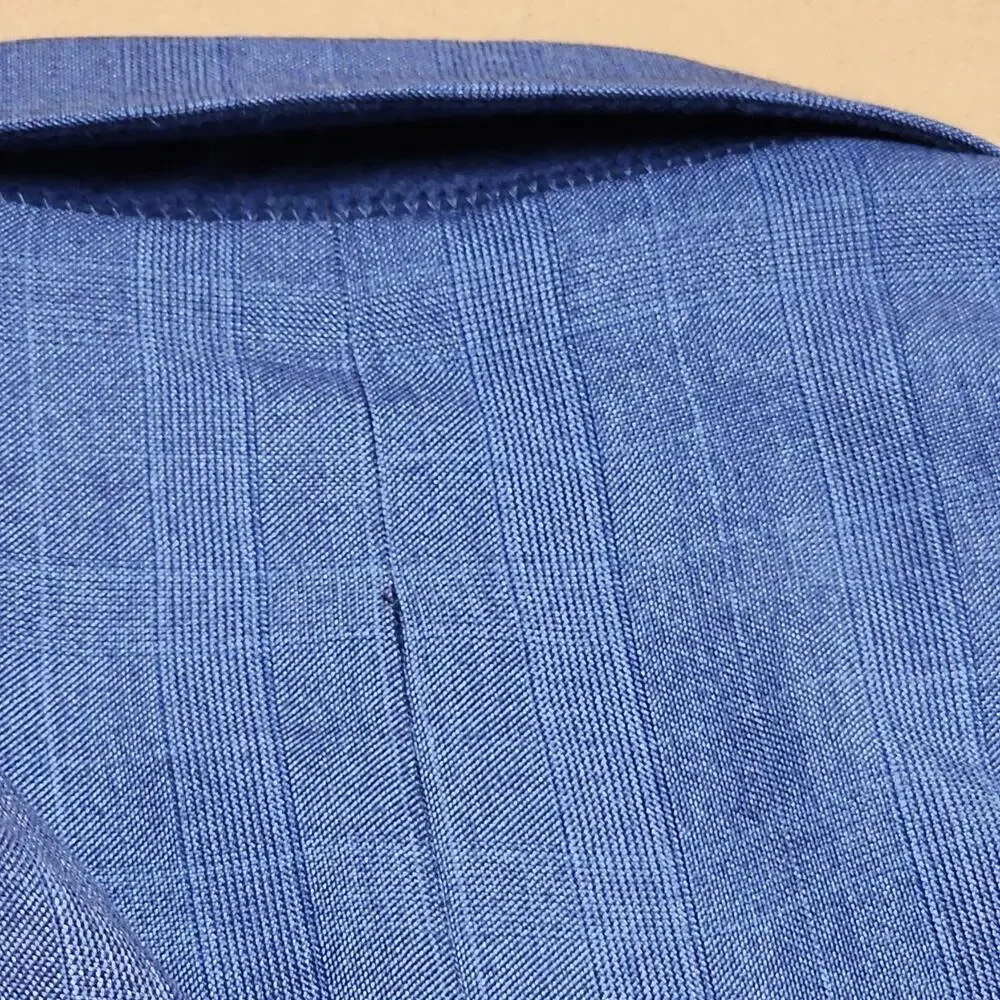 Bocaccio Uomo Suit Jacket Mens 48L Blue Stripe Poly Rayon Two Button Blazer